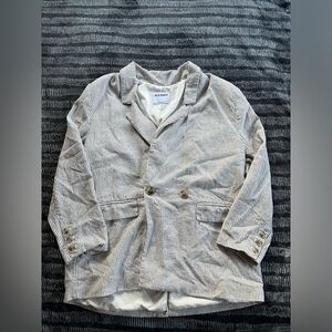 Old Navy Women’s Large Blue and White Striped Blazer with pockets.